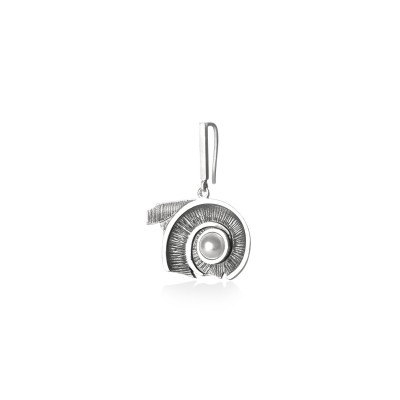 Spiral of Life Drop Earrings, 14K White Gold, Oxidized Finish