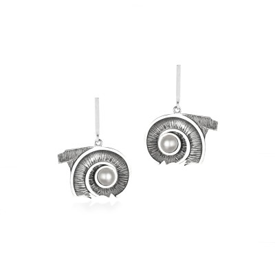 Spiral of Life Drop Earrings, Oxidized 925° Sterling Silver