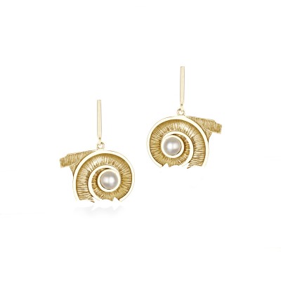 Spiral of Life Drop Earrings, 18K Yellow Gold