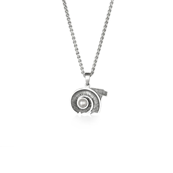 Spiral of Life Pendant, 14K White Gold, Oxidized Finish, Small