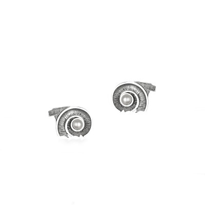 Spiral of Life Stud Earrings, Oxidized 925° Sterling Silver, Small