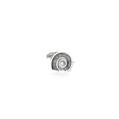 Spiral of Life Stud Earrings, 14K White Gold, Oxidized Finish, Small