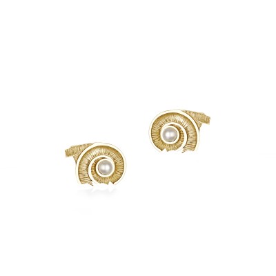 Spiral of Life Stud Earrings, Yellow Gold Plated 925° Sterling Silver, Small