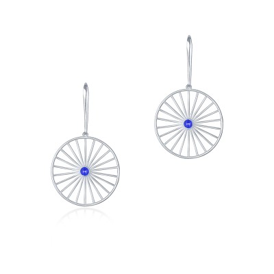 Wheel of Fortune Drop Earrings, 925° Sterling Silver 