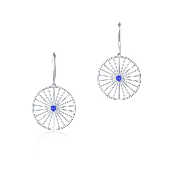 Wheel of Fortune Drop Earrings, 18K White Gold 