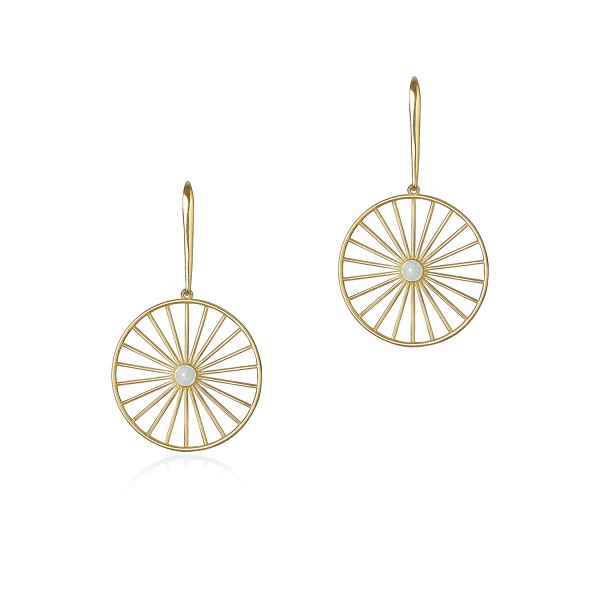 Wheel of Fortune Drop Earrings, 18K Yellow Gold 