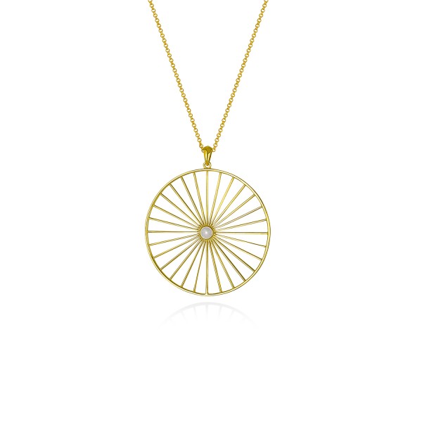 Wheel of Fortune Pendant, Yellow Gold Plated 925° Sterling Silver, Large